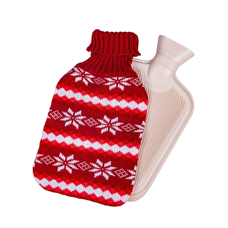 Bolsa de agua caliente de invierno con copos de nieve navideños para calentador de cama