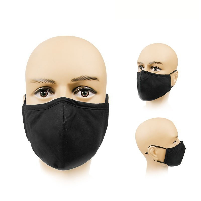 Mascarilla reutilizable de algodón negro de 3 capas con filtros 