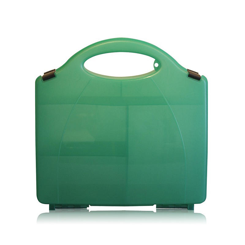 Caja de primeros auxilios de plástico vacía verde impermeable con gancho y divisor