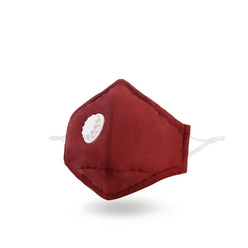 Mascarilla de algodón roja personalizada de 3 capas con filtro de carbón y válvula de respiración