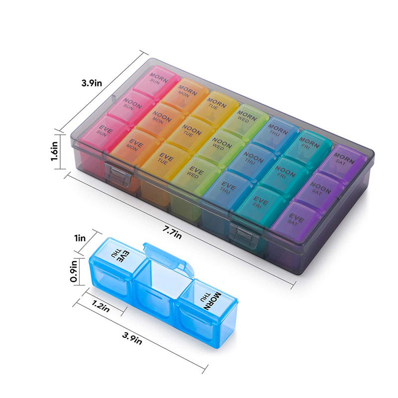 Organizador de pastillas semanal diario, grande, ligero y portátil 