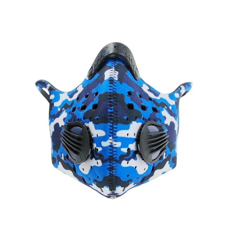 Máscara de respiración de camuflaje azul al aire libre para correr