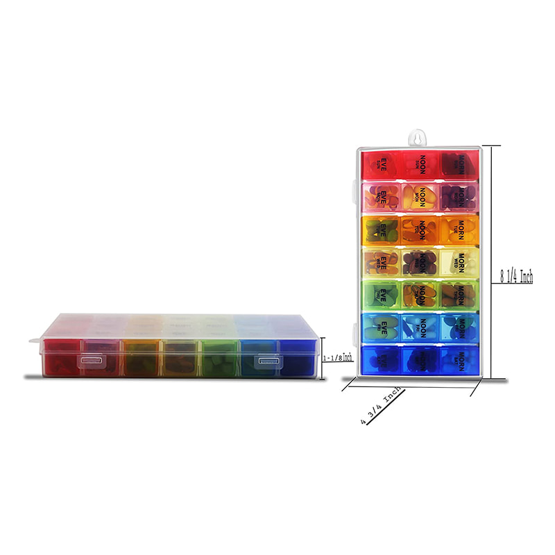 Caja de tableta de medicación semanal colorida desmontable 