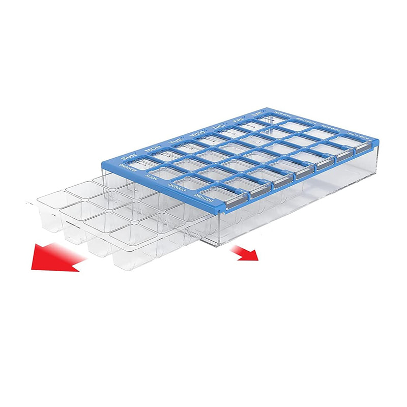 Caja organizadora de pastillas Home Weekly 4 veces al día con tapa transparente 