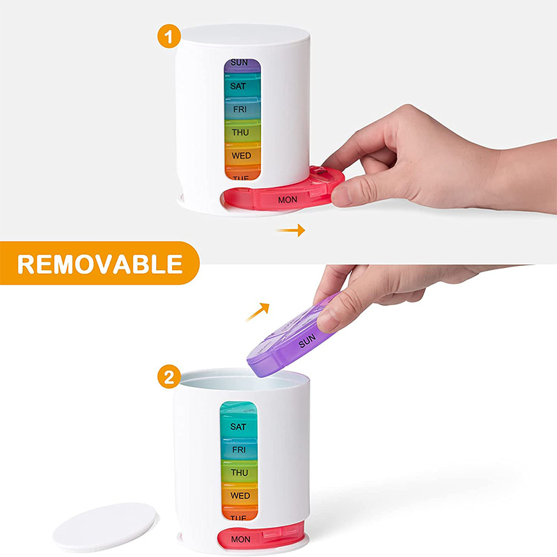 Caja de medicamentos de plástico apilable de 7 días y 28 compartimentos 