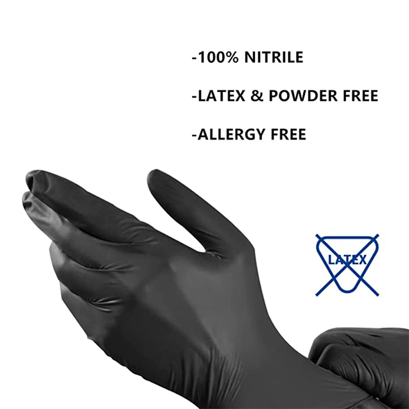 Guantes de nitrilo para examen desechables sin látex negro 