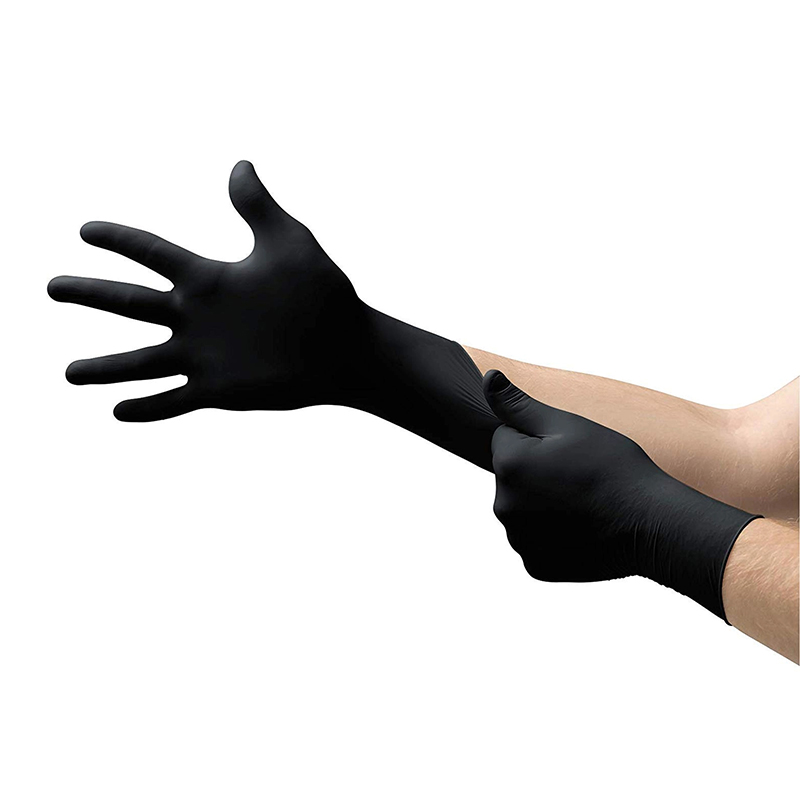 Guantes de nitrilo para examen desechables sin látex negro 